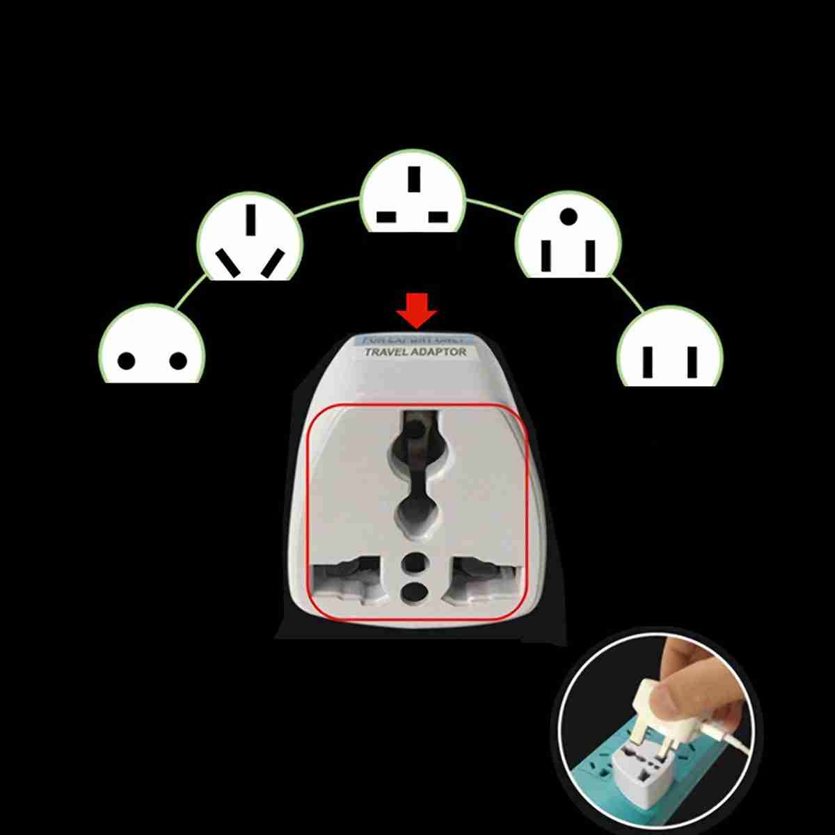 Adaptador de enchufe universal de la UE Internacional a la UE Euro -  Adaptador de viaje