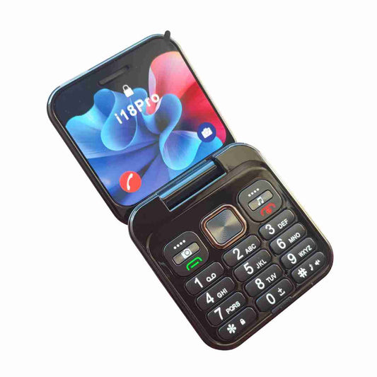 Teléfono Móvil plegable con tapa Almalux® i18 PRO -  Libre -  Bluetooth -  Jack 3.5 -  Tarjeta SIM Dual -  Red 2G -  Reproductor de Video -  Radio FM