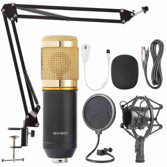 Microfono Condensador Profesional Potente Bm800 Dorado Almalux®