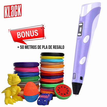 Pack Bolígrafo Lápiz De Impresión 3D Juguete Para Niños + 50 metros de PLA