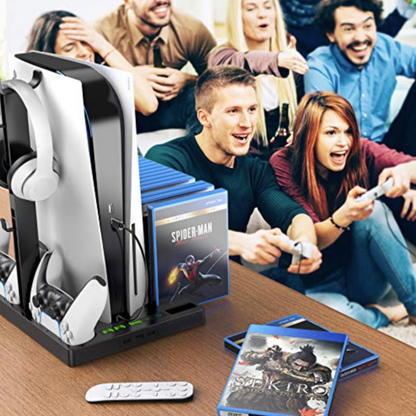 Base de refrigeración Almalux® para PS5 con soporte para auriculares -  cargador de controladores y organizador de juegos