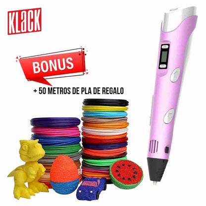 Pack Bolígrafo Lápiz De Impresión 3D Juguete Para Niños + 50 metros de PLA