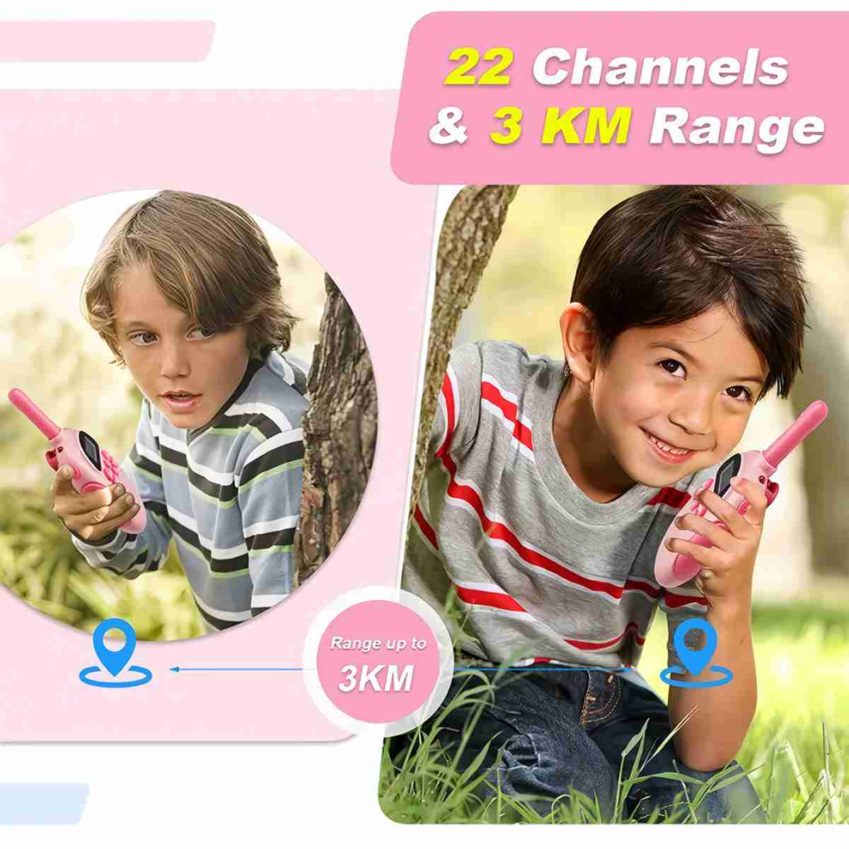 Walkie Talkie Inalámbrico Almalux® para niños y niñas -  Recargable -  Alcance hasta 3Km