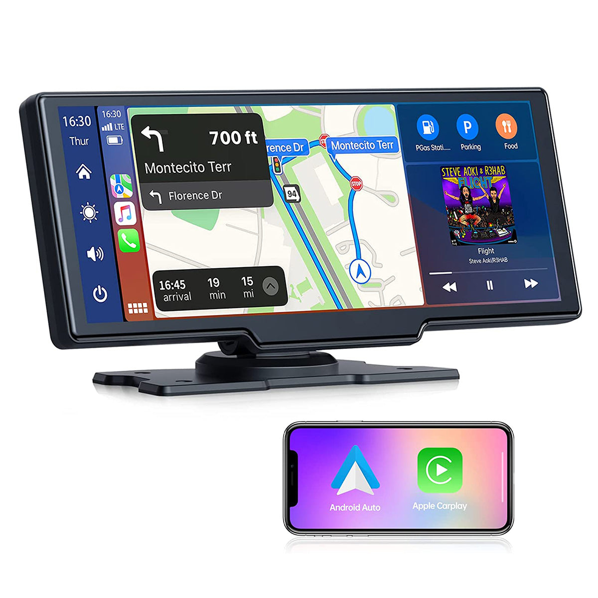 Pantalla Tactil Inalámbrica Almalux compatible Apple Carplay y Android Auto, 9.3 Pulgadas, Radio Reproductor, Cámara de Visión Trasera/Delantera, Bluetooth/FM Radio Transmisor/Vídeo/Siri