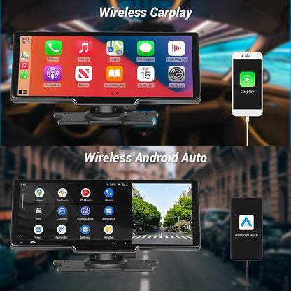 Pantalla Tactil Inalámbrica Almalux compatible Apple Carplay y Android Auto, 9.3 Pulgadas, Radio Reproductor, Cámara de Visión Trasera/Delantera, Bluetooth/FM Radio Transmisor/Vídeo/Siri